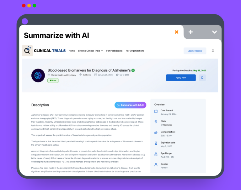 Clinical Trials - Summarize with AI
