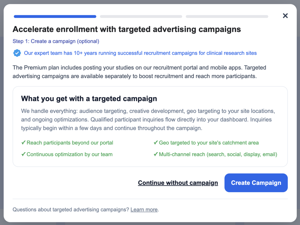 Targeted Campaign Configuration - Create Campaign