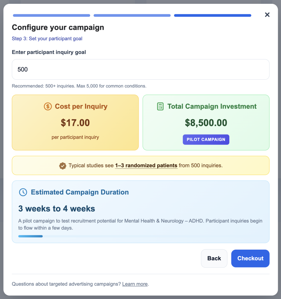 Targeted Campaign Configuration - Review Campaign and Checkout